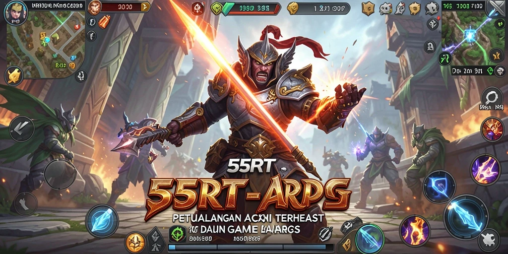 Tampilan gameplay menakjubkan dari 55RT dalam petualangan ARPG.