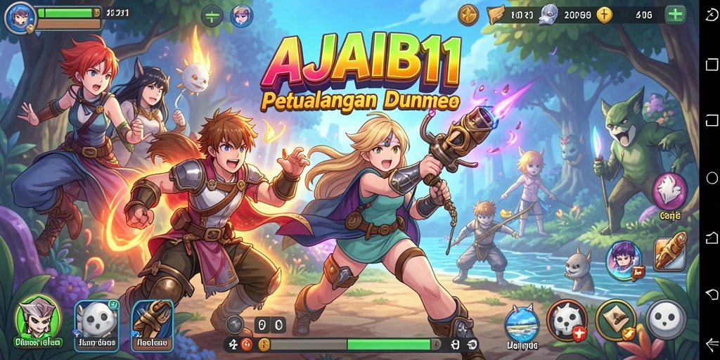 Tampilan gameplay AJAIB11 yang menakjubkan dengan karakter anime.