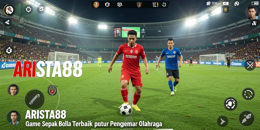 Screenshot ARISTA88 menampilkan aksi penuh dalam pertandingan sepak bola.