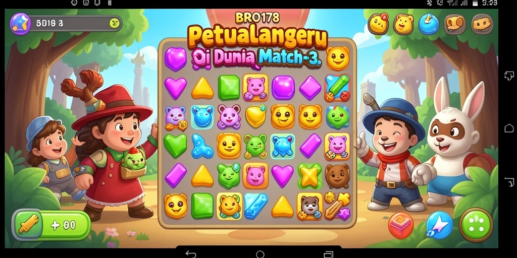Tampilan gameplay BRO178 yang seru dalam permainan Match-3.
