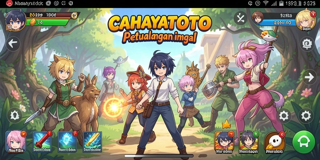 Tampilan gameplay menarik dengan grafis anime yang memukau.
