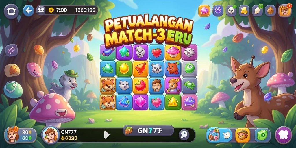 Gameplay seru di GN777, mencocokkan buah-buahan dalam petualangan Match-3.