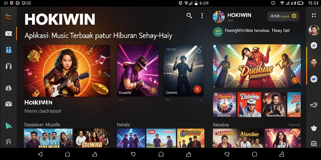 Screenshot gameplay HOKIWIN menampilkan pengalaman mendengarkan musik yang seru.