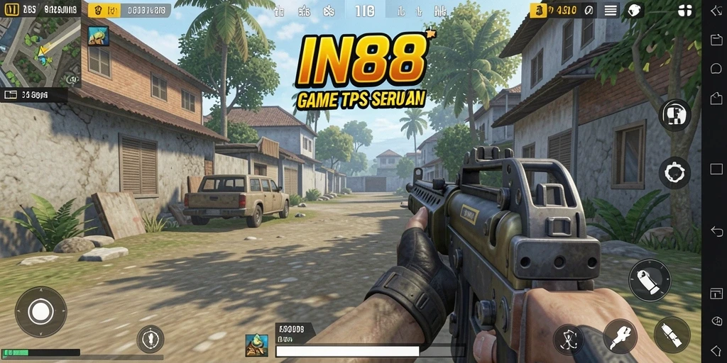Screenshot utama IN88 menampilkan aksi gameplay TPS yang mendebarkan.