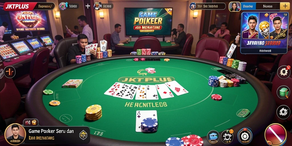 Tampilan gameplay JKTPLUS yang menarik dan interaktif dalam permainan Poker.