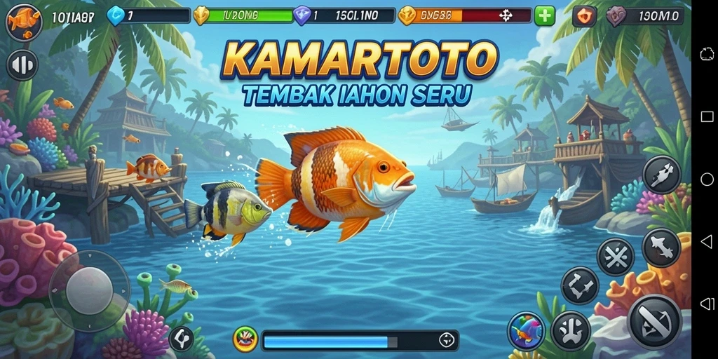 Tampilan gameplay KAMARTOTO saat menangkap ikan.
