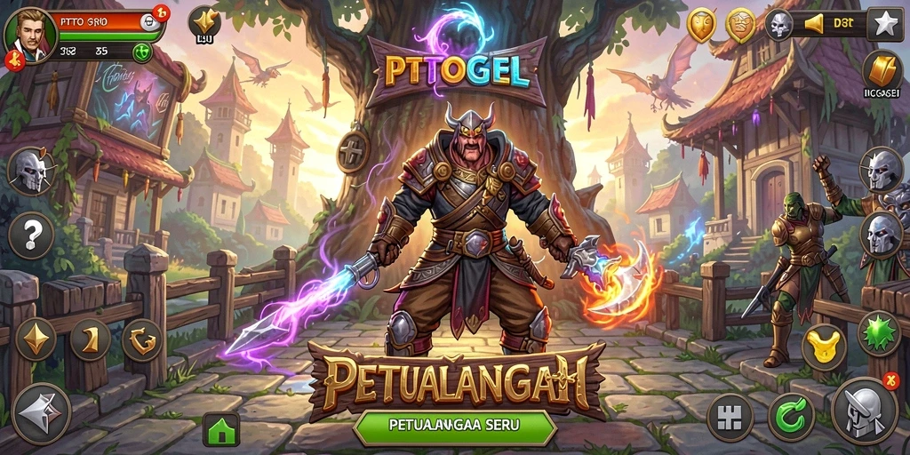 Screenshot utama PTTOGEL menunjukkan aksi petualangan yang seru.