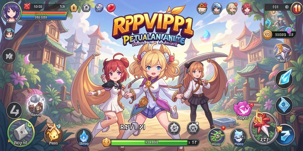 Screenshot utama RPVIP1 menunjukkan aksi penuh warna dalam dunia Anime.