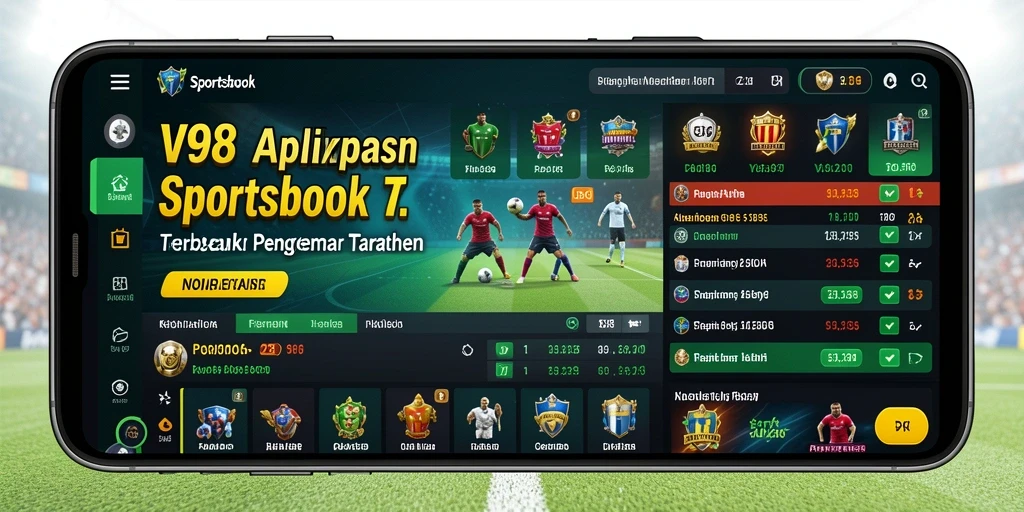 Tampilan utama V98 menampilkan antarmuka taruhan olahraga yang menarik.